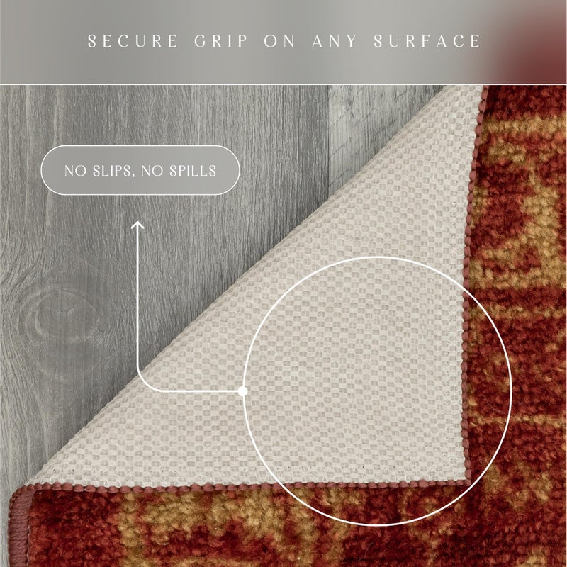 Maples Rugs Georgina Traditional Area Rug â€“ Made in USA â€“ Washable, Non Slip Indoor Carpet for Entryway, Foyer, Kitchen, and Bathroom, 1'8 x 2'10, Red/Gold - Image 5